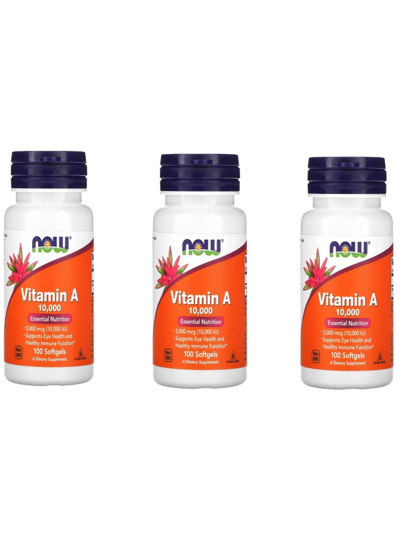 now Vitamin A 10,000 IU 100 Softgels 3 Pack