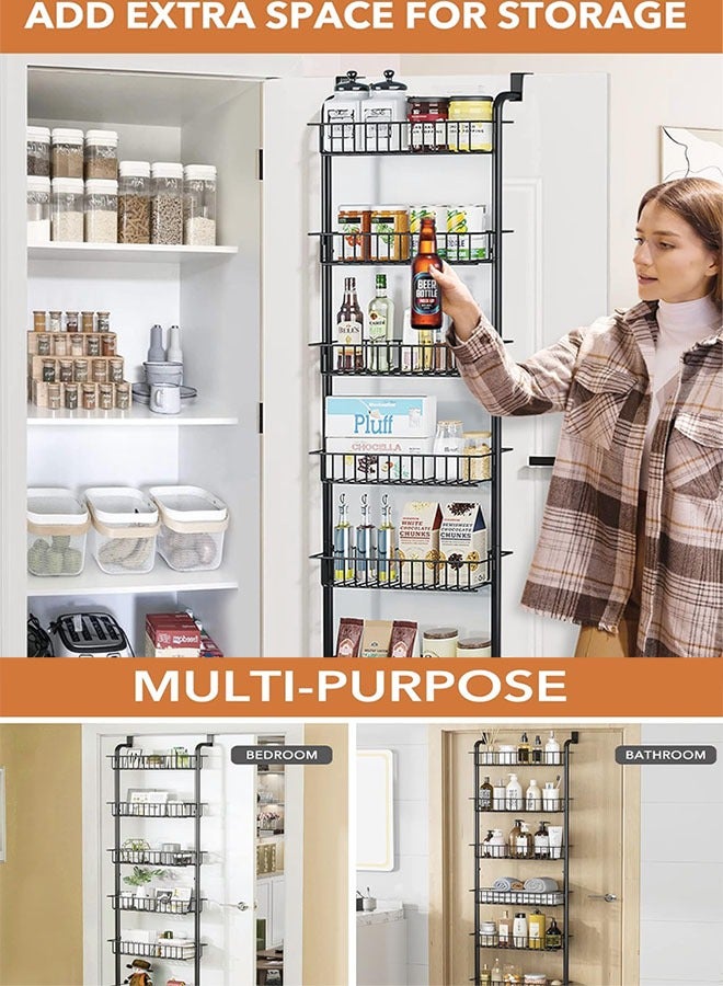 زي سي إم - هابي Over the Door Pantry Organizer - 6-Tier Metal Door Storage Rack with Detachable Shelves for Kitchen and Pantry Organization - Image 5