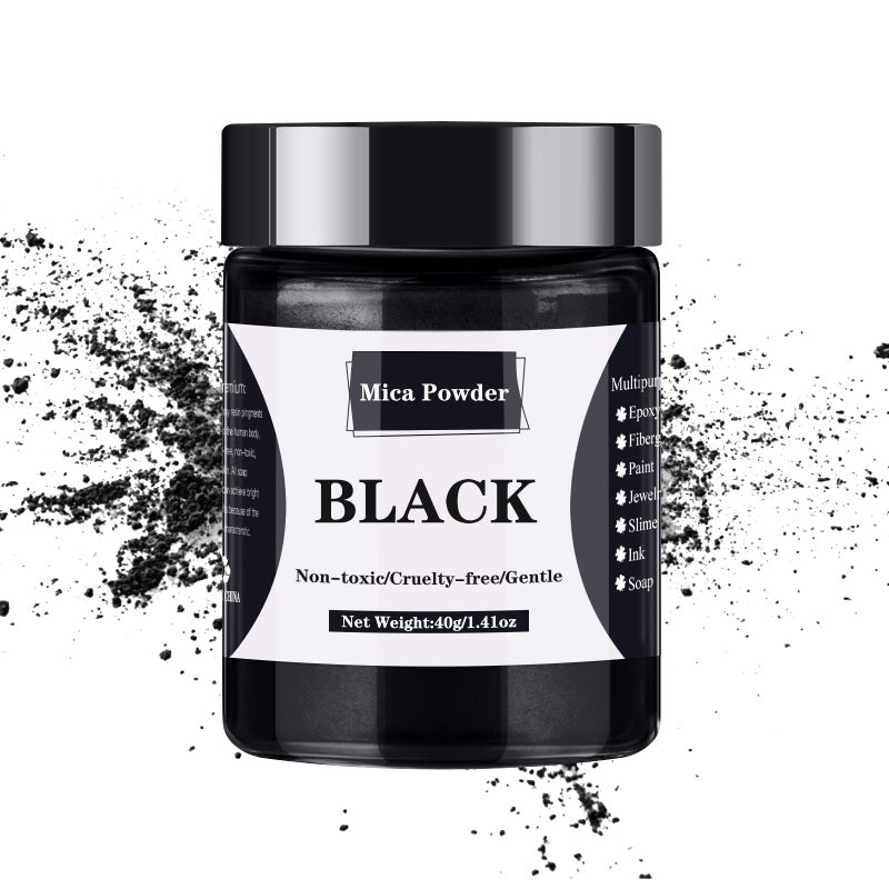 LightStone Mica Powder - 40g Mica Powder for Epoxy Resin - Pigment Powder Dye for Resin/Eye Shadow/Soap Making/Nails/Bath Bombs etc. (Black) - Image 1