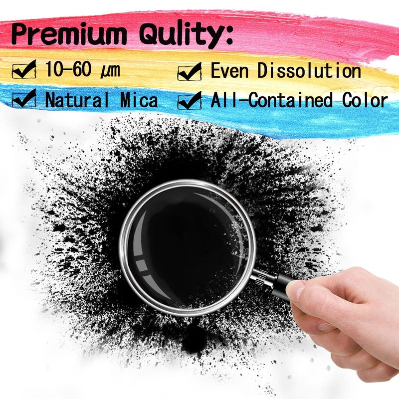 LightStone Mica Powder - 40g Mica Powder for Epoxy Resin - Pigment Powder Dye for Resin/Eye Shadow/Soap Making/Nails/Bath Bombs etc. (Black) - Image 2