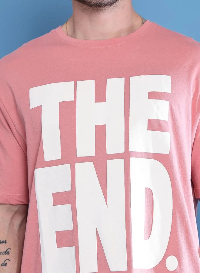 Styli Men Pink Graphic Print Oversized T-Shirt By Door74