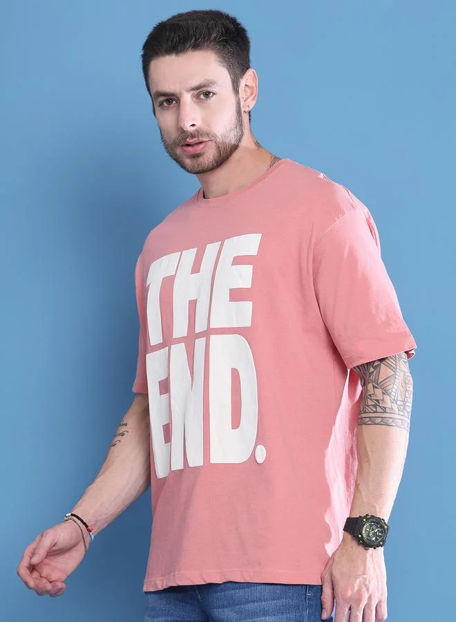 Styli Men Pink Graphic Print Oversized T-Shirt By Door74
