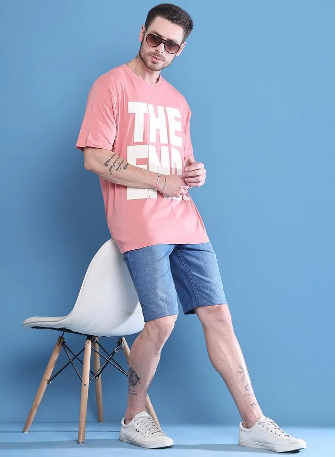 Styli Men Pink Graphic Print Oversized T-Shirt By Door74