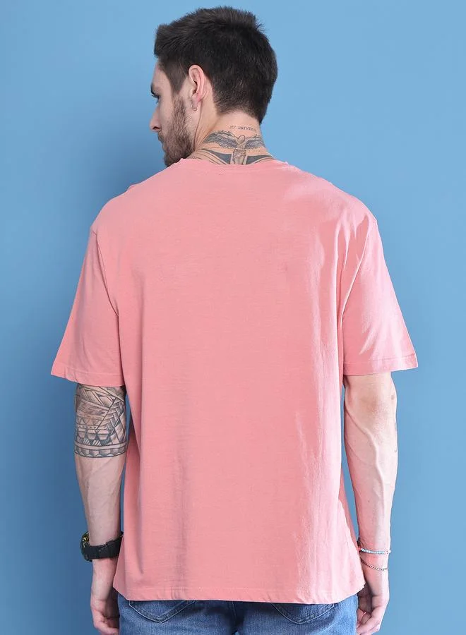 Take Two Men Pink Graphic Print Oversized T-Shirt