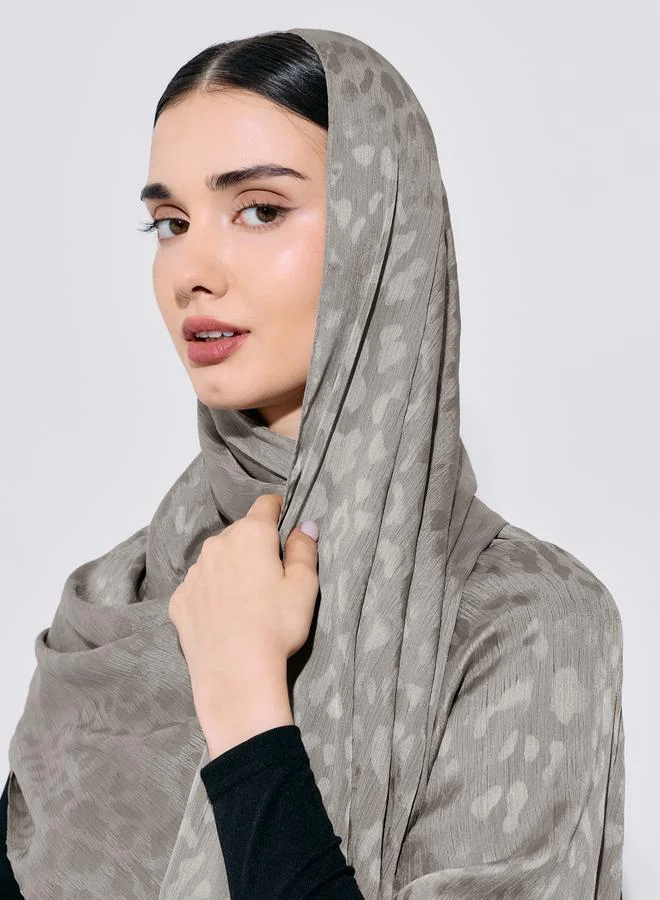 Amirah Grey Self-Design Crinkle Hijab 70x180 cm