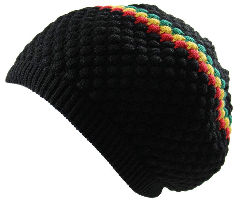 RW Men's Cotton Rasta Beanie (Black/Rasta) - Image 2