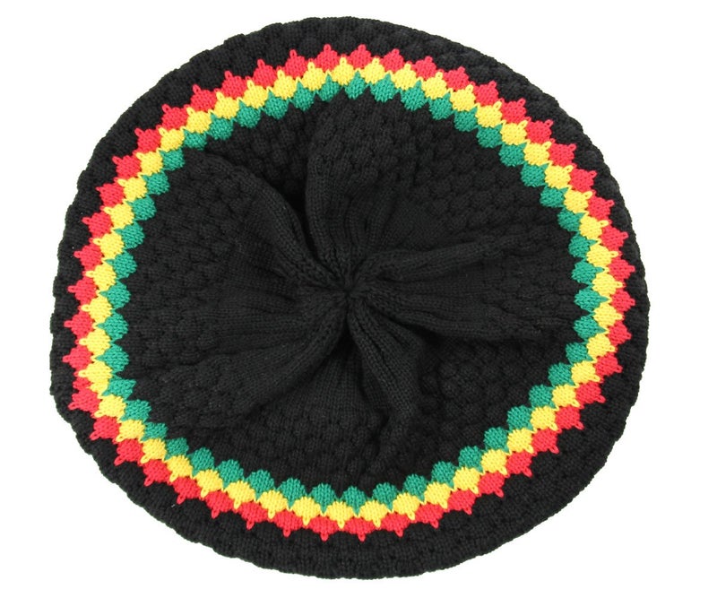 RW Men's Cotton Rasta Beanie (Black/Rasta) - Image 3