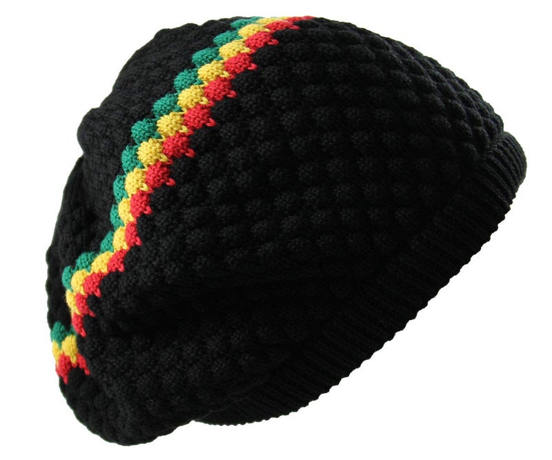RW Men's Cotton Rasta Beanie (Black/Rasta) - Image 5