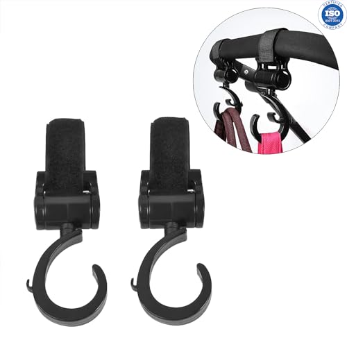 Safe-O-Kid® Strong Stroller Hooks (Pack of 2) – Heavy Duty, Durable, Universal Hooks for Bags, Toys & More, Black - Image 2