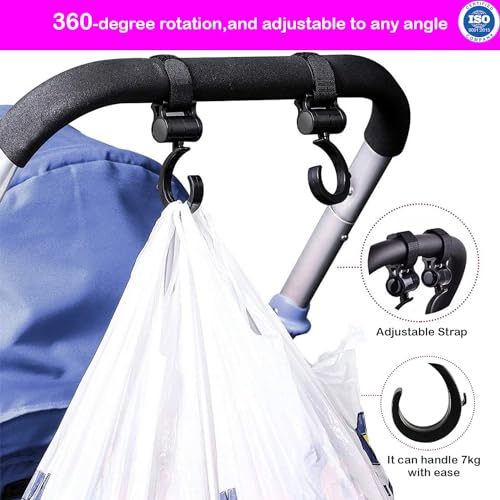 Safe-O-Kid® Strong Stroller Hooks (Pack of 2) – Heavy Duty, Durable, Universal Hooks for Bags, Toys & More, Black - Image 5