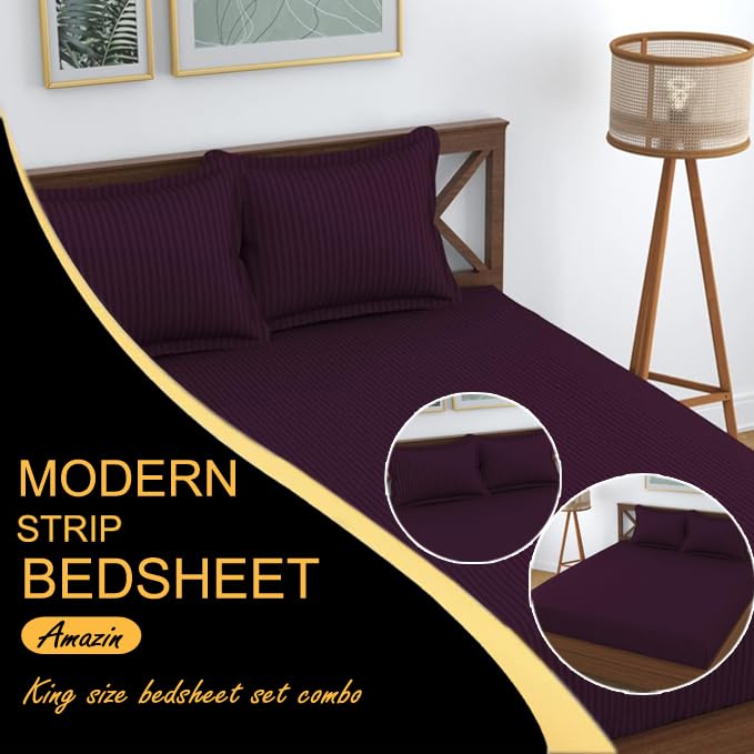 FRESH FROM LOOM Microfiber Wrinkle Resistant | Soft Skin Safe | Breathable King Size Flat Bedsheets | Hotel & Home | Double Bedsheet Set with 2 Pillow Covers (108x108 Inches Wine) - Image 2