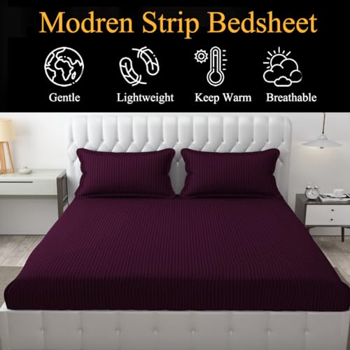 FRESH FROM LOOM Microfiber Wrinkle Resistant | Soft Skin Safe | Breathable King Size Flat Bedsheets | Hotel & Home | Double Bedsheet Set with 2 Pillow Covers (108x108 Inches Wine) - Image 5