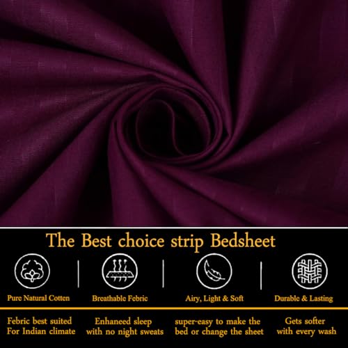 FRESH FROM LOOM Microfiber Wrinkle Resistant | Soft Skin Safe | Breathable King Size Flat Bedsheets | Hotel & Home | Double Bedsheet Set with 2 Pillow Covers (108x108 Inches Wine) - Image 3