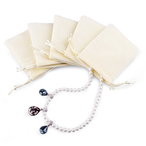 Oirlv Velvet Drawstring Pouches Travel Drawer Organizer Pouch Christmas,Wedding Party Favor Gift Bags (50Pack,Creamy-white) - Image 3
