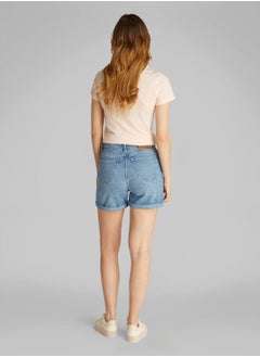Calvin Klein Jeans Women's Denim Mom Shorts - Cotton, Blue  - Image 5
