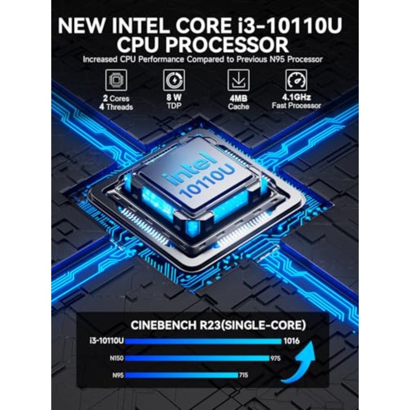 جهاز كمبيوتر صغير، G3 PRO Intel Core i3-10110U Beats 4300U/N150، ذاكرة الوصول العشوائي DDR4 سعة 8 جيجابايت (قناة مزدوجة) 256 جيجابايت PCIe M.2 SSD، كمبيوتر مكتبي 4K Dual HDMI/USB3.2/WiFi 6/BT5.2/2.5GbE للمكتب والأعمال - Image 3