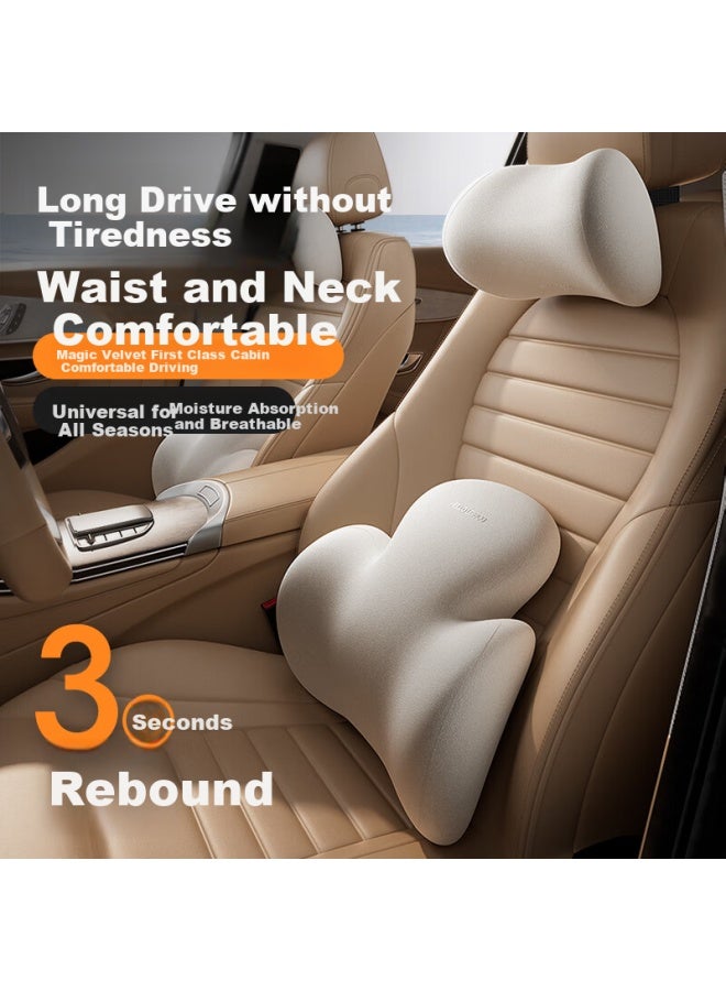helloleiboo oleiboo Car Headrest Lumbar Support Set Car Headrest Neck Pillow Lumbar Support Car Seat Cushion Pillow Memory Foam Universal - Image 1