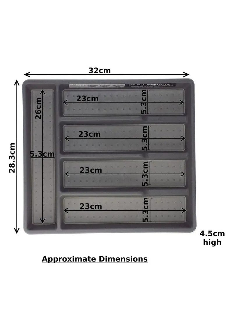 Generic - Cutlery Divider u0026 Multi-purpose Draw Organiser Plastic, Cutlery Tray, Utensil Drawer, Drawer Storage, Draw Utensil Rack Off White (5 Compartments) - Image 1