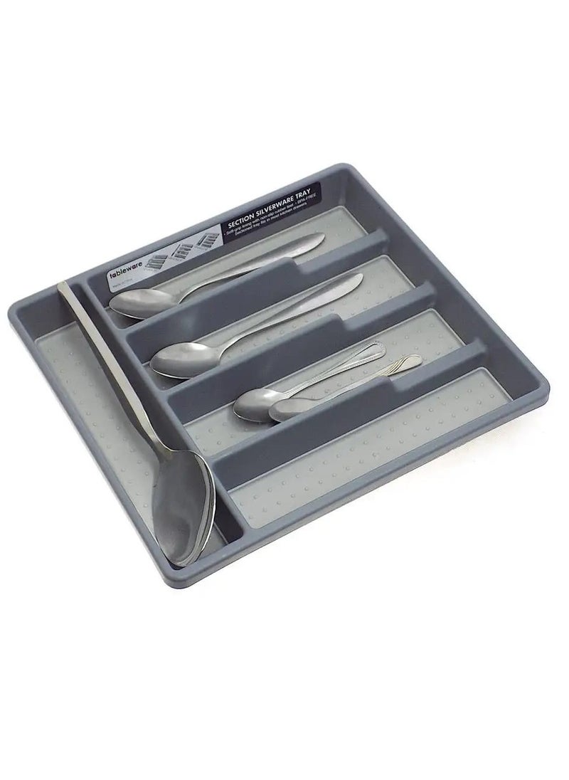 Generic - Cutlery Divider u0026 Multi-purpose Draw Organiser Plastic, Cutlery Tray, Utensil Drawer, Drawer Storage, Draw Utensil Rack Off White (5 Compartments) - Image 1