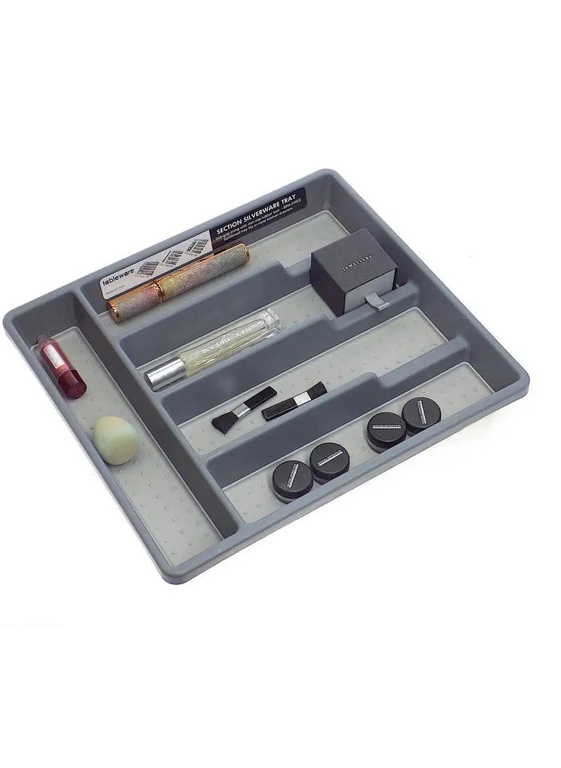 Generic - Cutlery Divider u0026 Multi-purpose Draw Organiser Plastic, Cutlery Tray, Utensil Drawer, Drawer Storage, Draw Utensil Rack Off White (5 Compartments) - Image 1