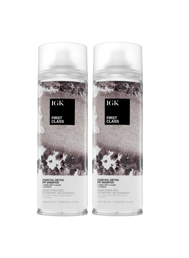 IGK First Class Charcoal Detox Dry Shampoo Deep Cleansing Oil Odor Absorbing Adds Volume Texture For All Hair Types 63 oz Pack of 2 - Image 2