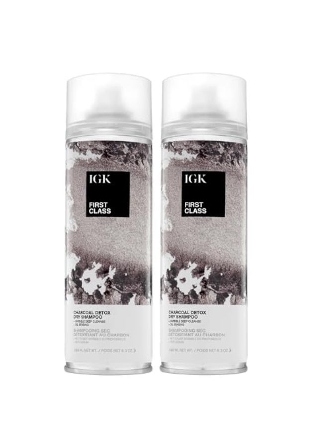 IGK First Class Charcoal Detox Dry Shampoo Deep Cleansing Oil Odor Absorbing Adds Volume Texture For All Hair Types 63 oz Pack of 2 - Image 1