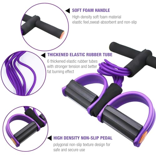 Optifit® Multifunction Tension Rope, 6-Tube Elastic Yoga Pedal Puller Resistance Band, Natural Latex Tension Rope Fitness Equipment, for Abdomen/Waist/Arm/Leg Stretching Slimming - Image 4