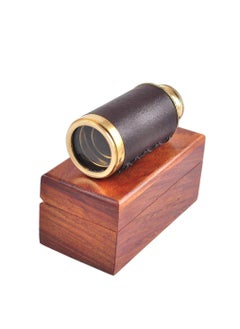 Calvin Handicraft CH Calvin Handicrafts Brass Telescope with Wooden Box Telescope 6 inch Gold 