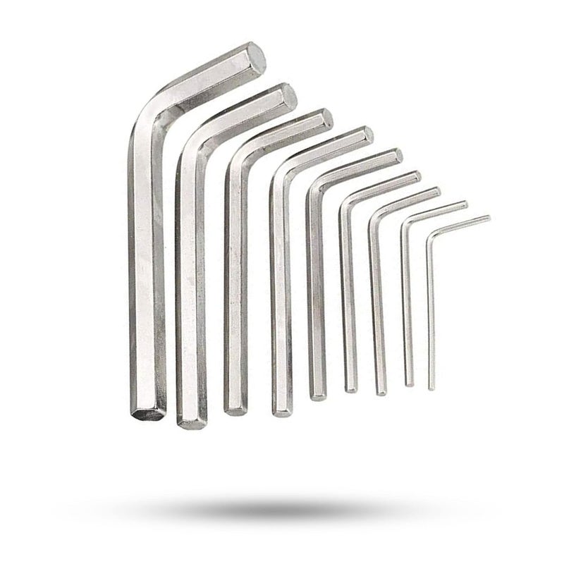 Hillgrove HGCM480M2 9Pcs Full Hex Allen Key Kit Bolt Spanner Goti Wrench L Shape Repair Tool Set for BikeBicycleCycleGuitar Allen Key Set - Image 1