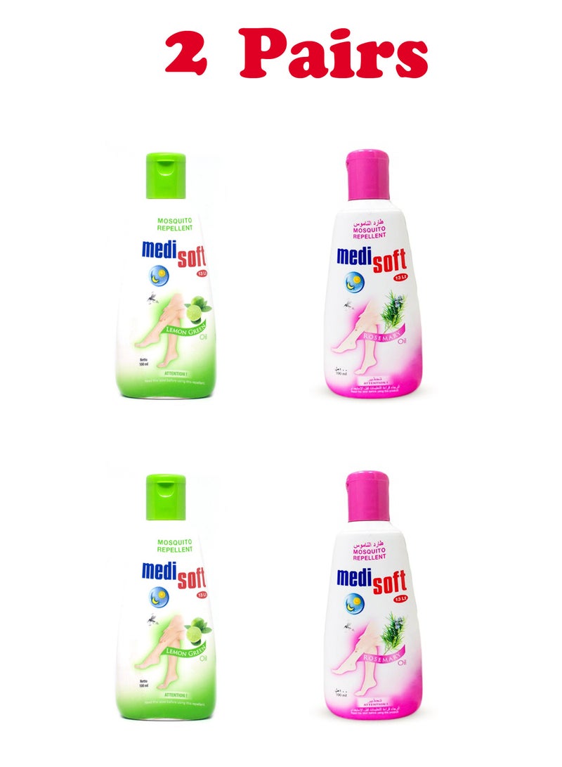 عبوة من 4 قطع برائحة إكليل الجبل واثنين من طارد البعوض برائحة الليمون الأخضر 100 مل لكل منهما