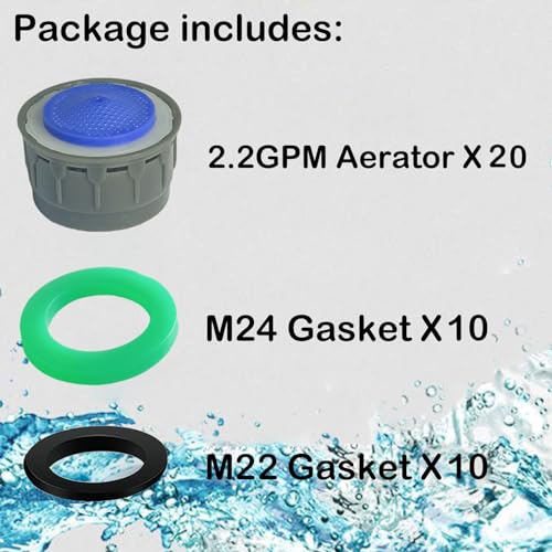 BOETOADG Faucet Aerator, 2.2GPM Flow Restrictor Plug-In Faucet Aerator Replacement Parts for Bathroom or Kitchen (blue 20 Pcs) - Image 3