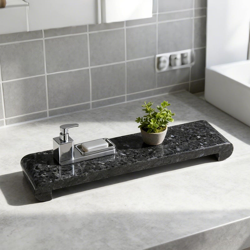 Erongoo Natural Marble Pedestal Stand Marble Tray 402 x 1598 for Kitchen Counter Bathroom Home Decor Small Plant Tray Soap Dish Holder for Jewelry Vanity Counter Luxury Decorative Tray Blue Pearl - Image 2