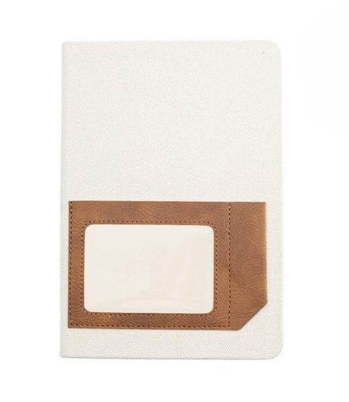 Santhome ADANA Recycled Canvas A5 Hard Cover Notebook with PU Pocket | 160 Ruled Pages Eco-Friendly Note Book | Business Card Window Pocket | Durable Canvas Cover | Ideal for Office, School & Gifting - Image 1
