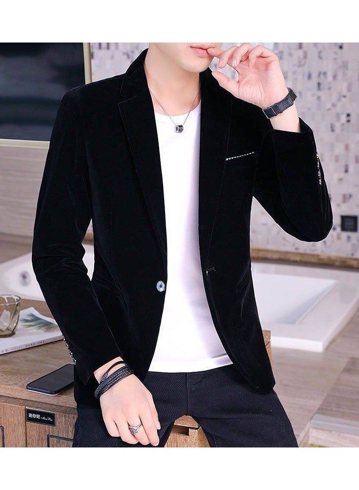 KUYING New Men's Casual Velvet Suit Jacket  - Image 1