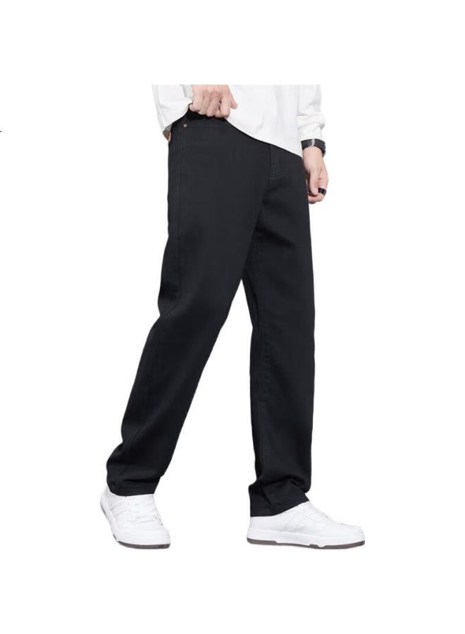 Playboy Men'S Jeans Spring And Summer Casual Pants Men'S Loose Straight-Leg Men'S Fashion Trend Long Pants Black 4Xl - Image 1