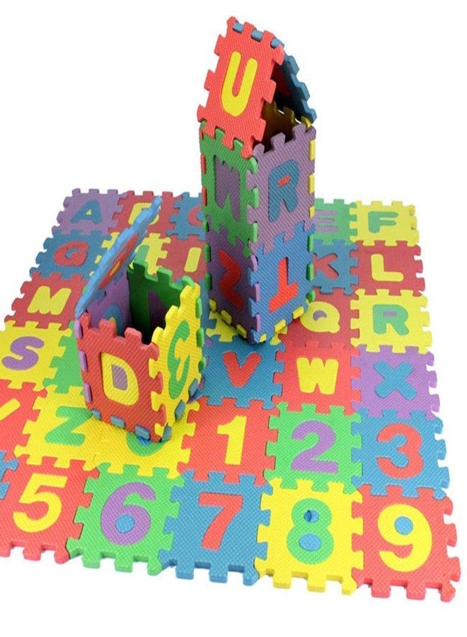 JAYI Jay Non-Toxic 36 Pieces Mini Puzzle Foam Colorful and Interlocking Learning Alphabet and Number Mat for Min. 3 Years Kids. - Image 3
