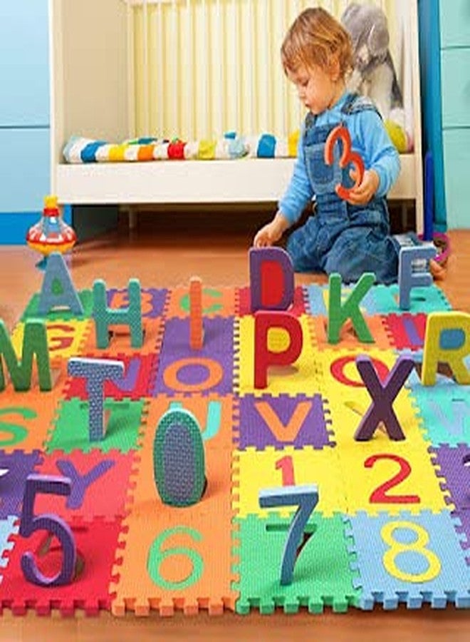 JAYI Jay Non-Toxic 36 Pieces Mini Puzzle Foam Colorful and Interlocking Learning Alphabet and Number Mat for Min. 3 Years Kids. - Image 2