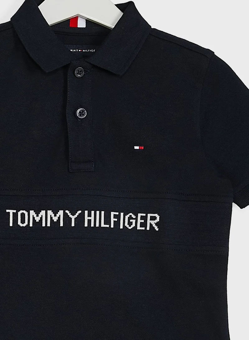TOMMY HILFIGER Kids Rib Insert Jacquard Polo