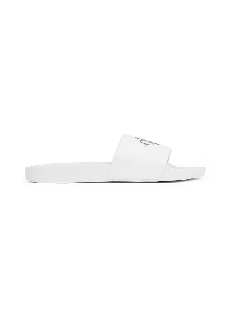 Calvin Klein Jeans Men's Monogram Slides - Cotton, White