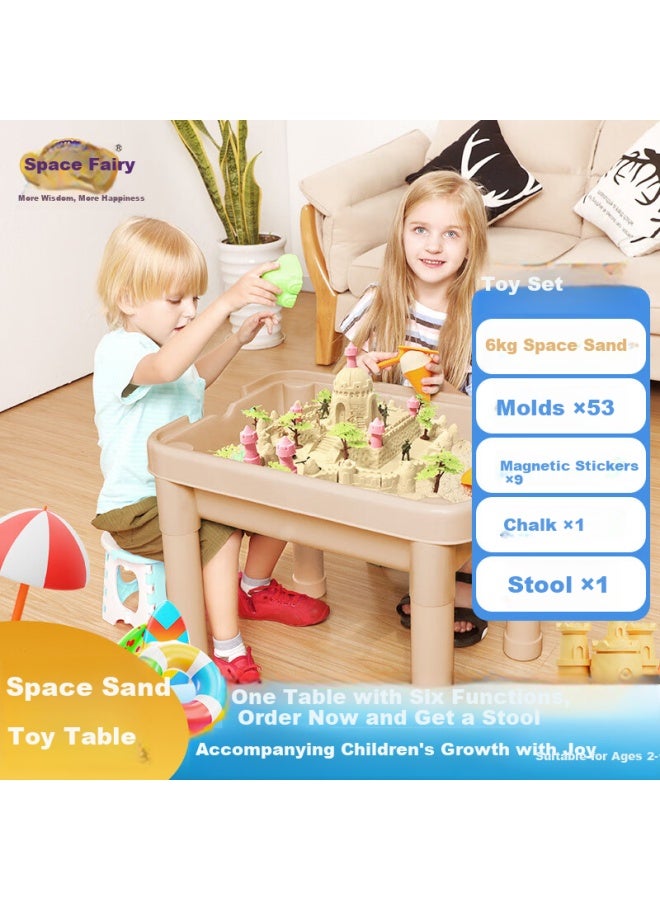 Space Sand Children's Multifunctional Toy Table, Learning Building Blocks Sand Pool Table, For Boys And Girls, 6-jin Set, Birthday Gift