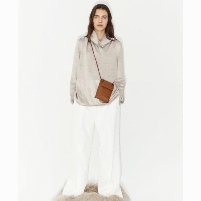 Export Korean Niche Design Decke Mobile Phone Bag Semi-Handmade Women Crossbody Bag Plain Cowhide Mini Small Bag - Image 4