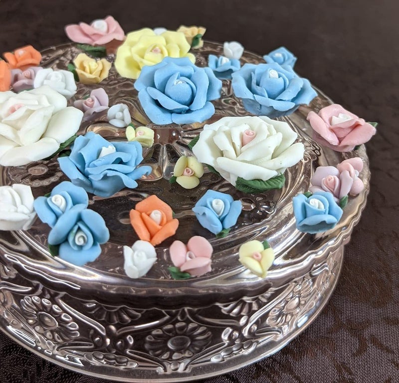 Linpeng Porcelain Roses Embellishments, Vintage Matte Rose Clay Flower Beads Assorted, Gift for Sunglasses Jewelry Scrapbook Making, 30 Pcs - Image 2