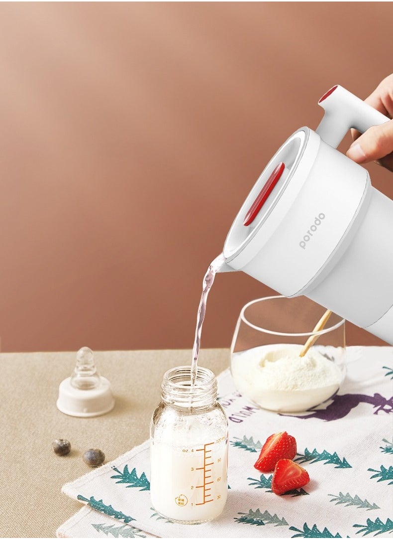 Portable Folding Electric Tea Kettle/ Temperature Setting/ 600ml Water Capacity/ High-Grade Silicone/ Digital Display/ 850W Rated Power/ Folding Design - White