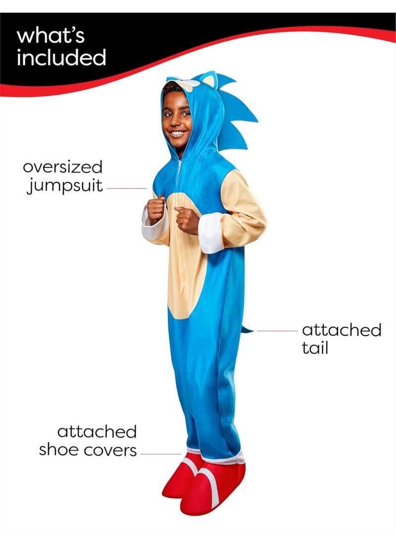 Rubies Sonic the Hedgehog: Oversized Hooded Zipster Jumpsuit for Kids, Boy's Medium - Image 4