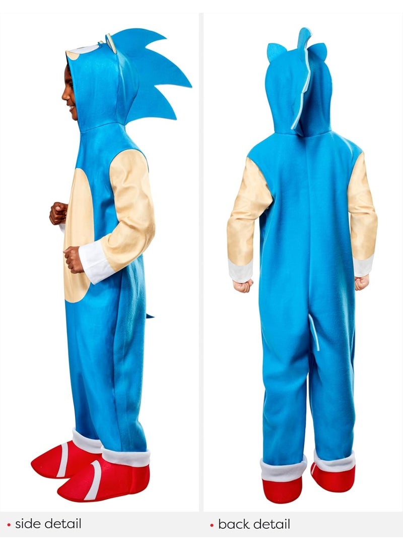 Rubies Sonic the Hedgehog: Oversized Hooded Zipster Jumpsuit for Kids, Boy's Medium - Image 1