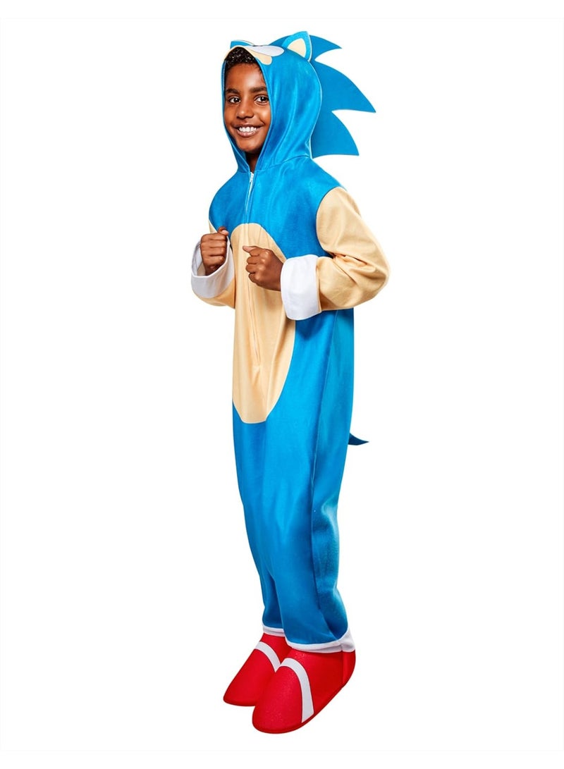 Rubies Sonic the Hedgehog: Oversized Hooded Zipster Jumpsuit for Kids, Boy's Medium - Image 2