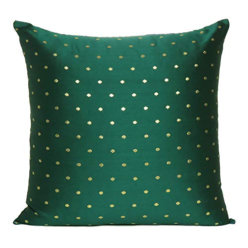 Oussum Art Silk Cushion Cover Throw Cushion Case Brocade Silky Pillow Covers Home Decor Pillow Case (Green, 16 x 16) - Image 1