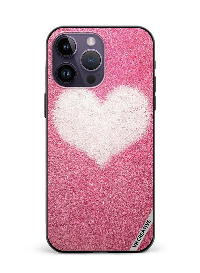 VR CREATIVE Protective Case Cover For Apple iPhone 16 Pro Max Pink With White Heart Design Multicolour