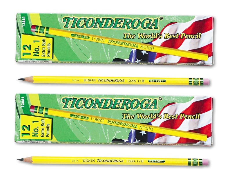 Ticonderoga Yellow Pencil, No.1 Extra Soft Lead, Dozen DIX13881 (2-Pack) - Image 1