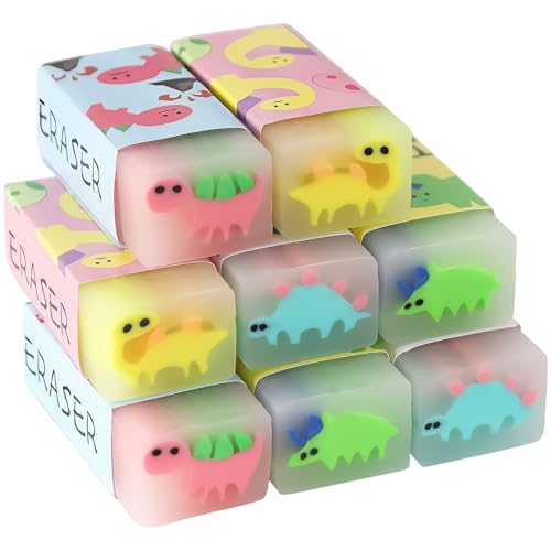 HFATMOS 8 Pcs Cute Erasers for Kids Bulk Dinosaur Style Pencil Eraser Large Novelty Animal Erasers Desk Pets Classroom Homework Rewards Games Prizes School Office Art Supplies - Image 1